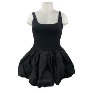 NEW Dissh Black Sleeveless Square Neck Mini Puffball Tank Bubble Hem Dress Sz 14